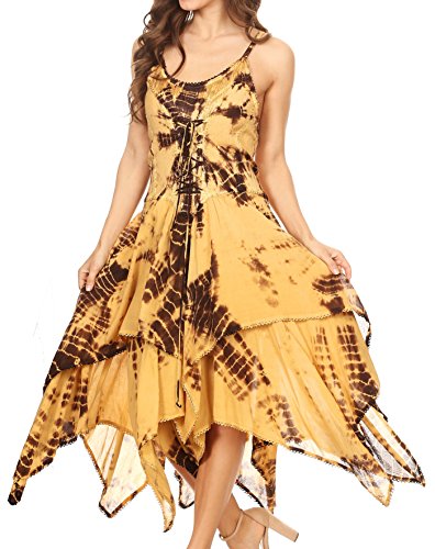 Image of Sakkas Annabella Corset Bodice Handkerchief Hem Dress