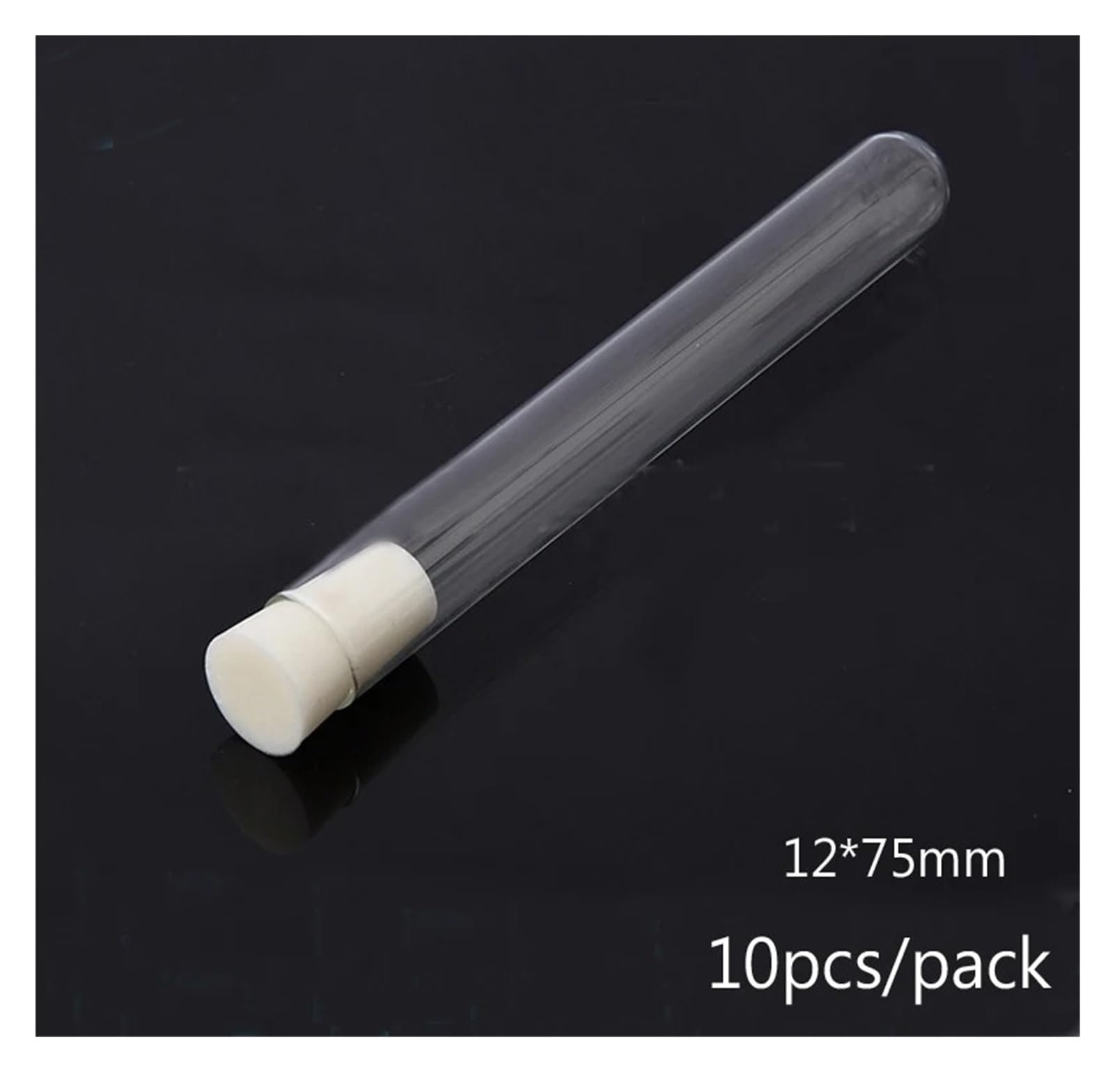 Confezione da 50 provette in vetro da 12 x 75 mm con tappo in gel di silice, per laboratorio, vetreria, laboratorio, provette in vetro con tappo