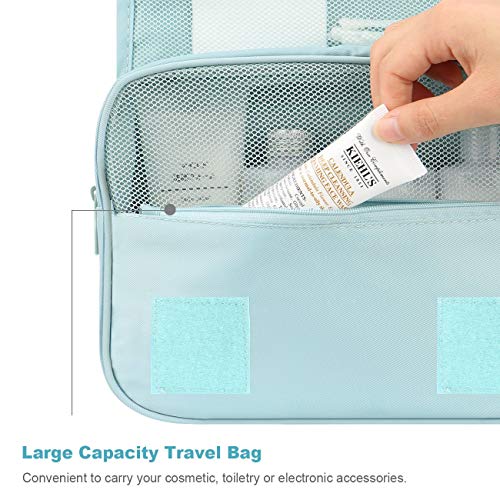 Image of CAVALO - Be Unique Nylon Polyester Large Capacity Portable Travel Toiletry Bag with Hanging Hook Waterproof Cosmetic Case Makeup Pouch Dopp Kit for Men Women with Carry Handle (Sea Green)