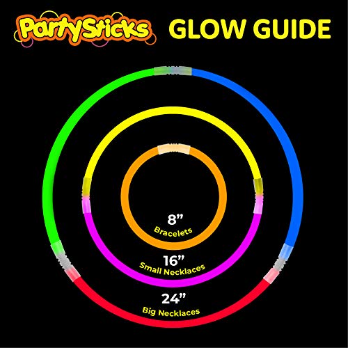 PartySticks Glow Sticks Party Supplies 100pk - 8 Inch Bulk Glow in the Dark Sticks Party Favors, Glow Party Decorations with Connectors for Glow Necklaces, Light Up Glasses, and Glow Flowers - Thumbnail 3