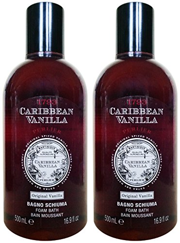 Perlier:"1783 Caribbean Vanilla" Foam Bath, Original Vanilla Scent - 16.9 Fluid Ounces (500mL) Bottles (Pack of 2) [ Italian Import ]