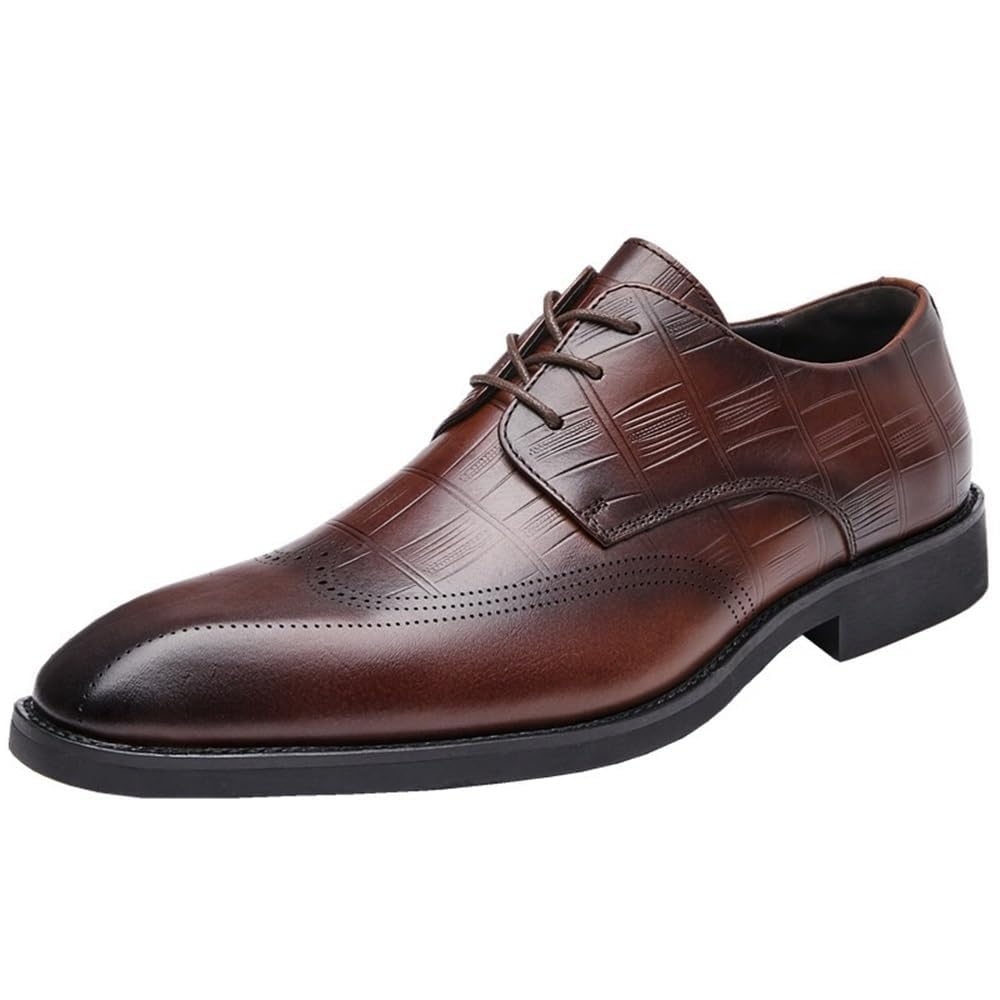 Italian Luxury Men Oxford Leather Dress Shoes Classic Pointed Toe Brogue Formal Business Tuxedo Comfortable Wedding Non Slip
