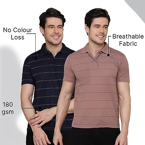 Image of INKKR Striped Polo Neck T-Shirt Dora Combo