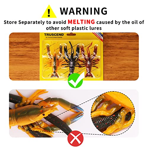 TRUSCEND Pre-rigged Fishing Jig Lures for Freshwater and Saltwater, Innovative Super Durable TPE Bass Lures, Lifelike Shrimp Crayfish Swimbait, Weedless Lure for Crappie Trout Walleye, Keep Separately
