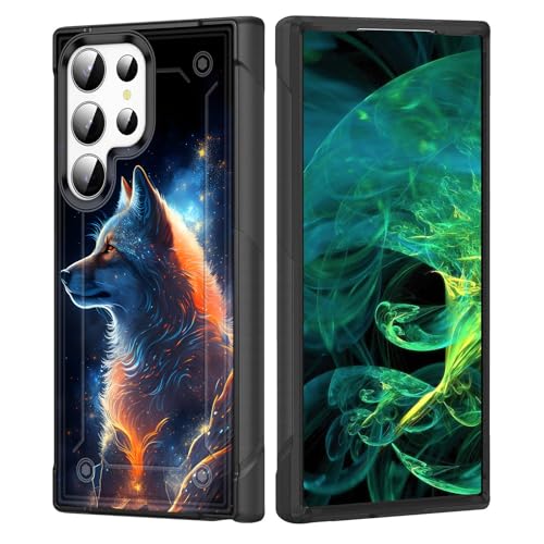 wiaekosef for Galaxy S25 Ultra Case,Heavy Duty Dual Layer Hard PC & Soft Silicone Rugged Bumper Shockproof Protective Case for Samsung Galaxy S25 Ultra 6.9'' 2025,Galaxy Wolf
