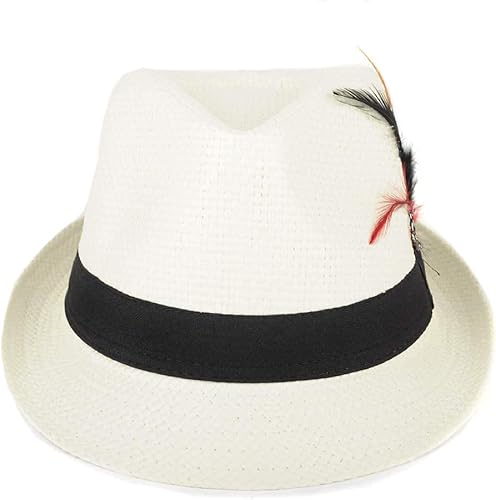 Miniatura 4 de WESTEND Fedora unisex de ala corta Sombreros para hombres y mujeres + sombreros de paja Fedora sombreros de malla refrescante, sombreros de Fedora