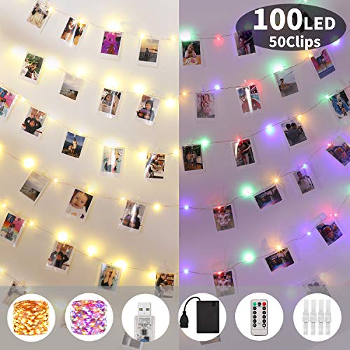 Will Well Upgraded String Lights with Photo Clips Battery & USB Powered, 100