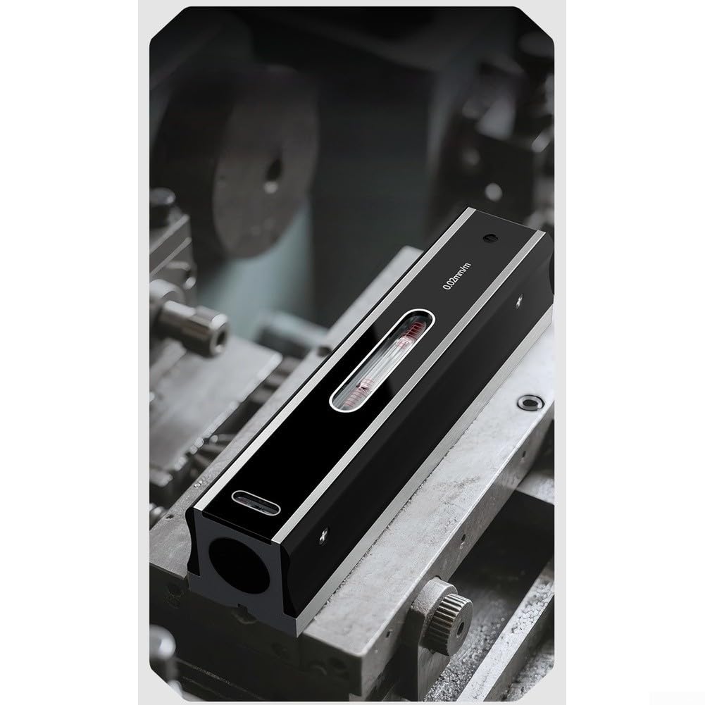 Nivel industrial de nivel de ranura en V, medición para superficies cilíndricas de 0,02 mm/m, nivel multifuncional de hierro fundido (200 mm)