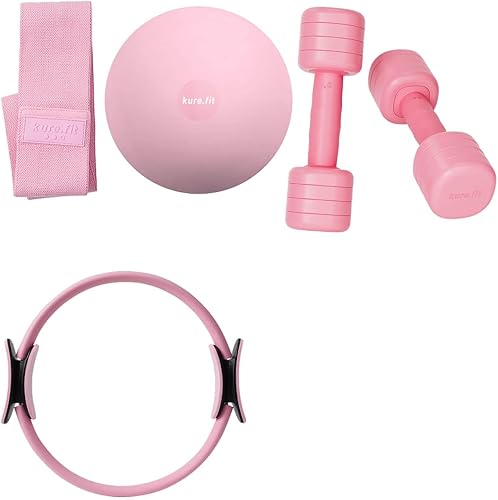 Juego de mancuernas ajustables rosas de 2 libras a 5 libras y kit de pilates rosa