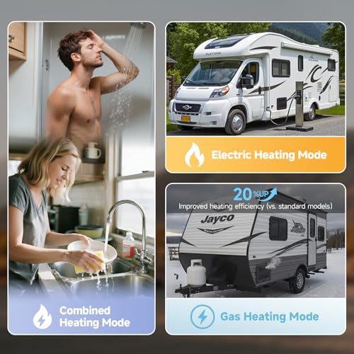 Image of KINGRVER 6 Gallon RV Water Heater Hybrid Electric Gas | Hybrid Electric & Gas Heating with Titanium Rod, 12,000 BTU Burner and DSI Ignition for Fast, Reliable RV Hot Water