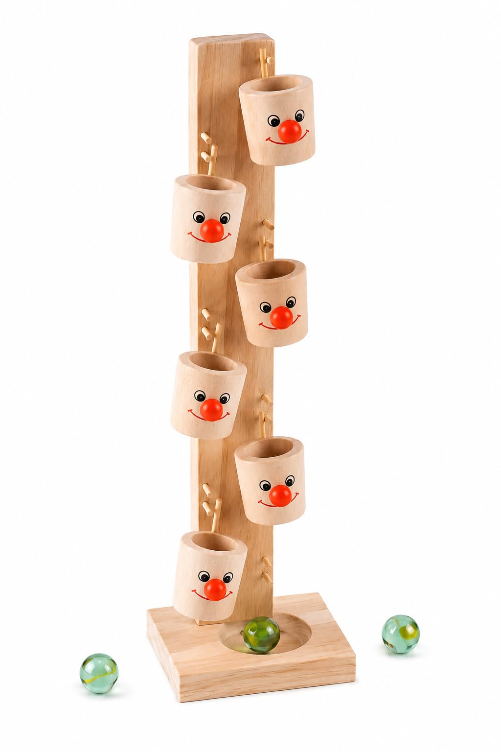 Wooden Marble Drop Toy with 6 Smiling Cups for Toddlers | Develops Motor Skills, Cause-and-Effect Play, Natural Wood Build, For Ages 3 and Above, Classroom & Home Use-image-11