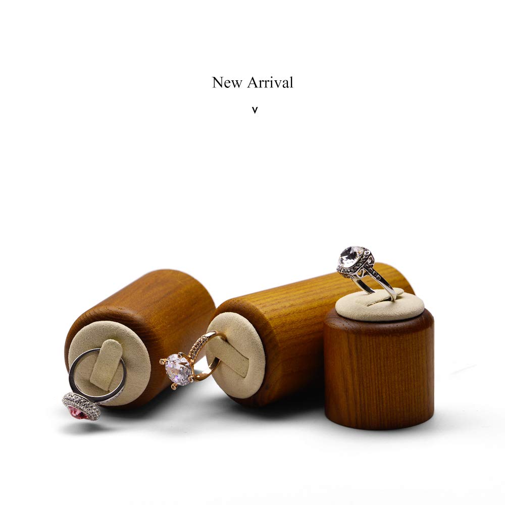 Gioielli Supporto Espositore Portagioielli ad anello tondo in legno massello 3 pezzi Espositore for anelli Vetrina Organizzatore di gioielli Supporto for anelli Portatore di anelli da banco for fiere
