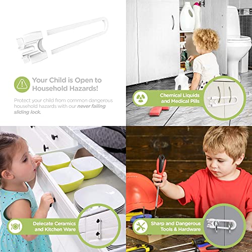 Cabinet Handle Locks (8-Pack) 5 1/4 Inch By Skyla Homes - Stock Clearance - Multi-Purpose Child Safety Lock Best For Baby Proofing Strong Abs Free Plastic Knob Cover Child Proof Cabinet Latches #TOP1