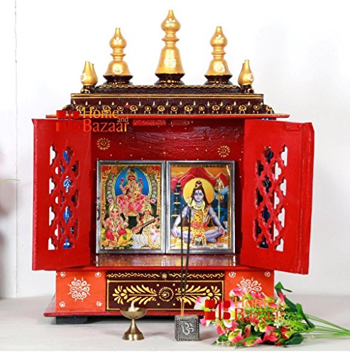 Temple ethnique du Rajasthani en bois pour ranger vos objets sacrés avec respect