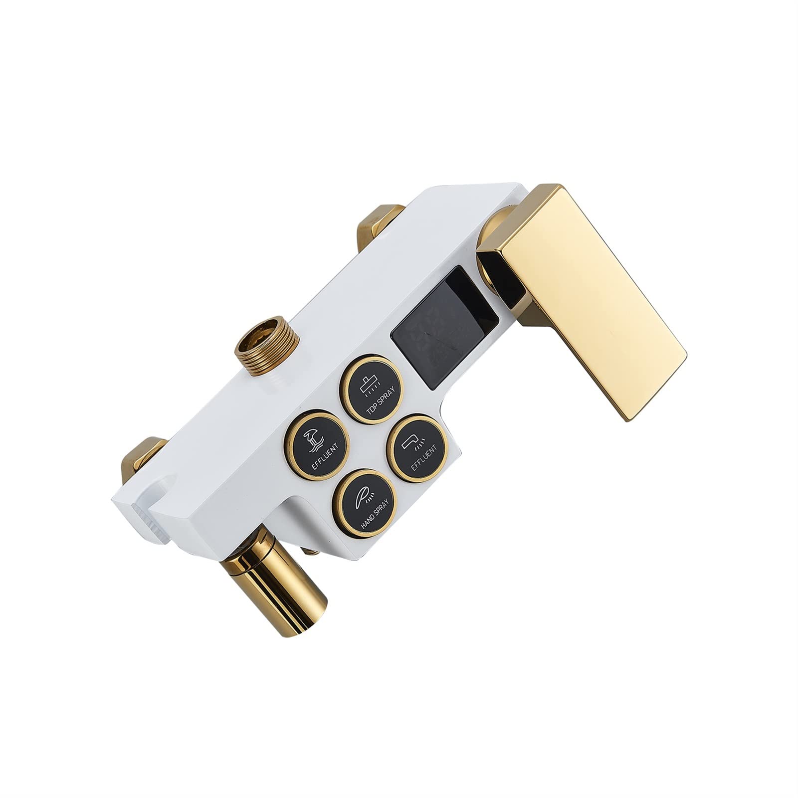 Set Doccia termostatico LCD Doccia con Rubinetto a Pioggia Bianco e Oro con doccetta e Rubinetto Bidet con Bocca Vasca(Thermostatic 001)