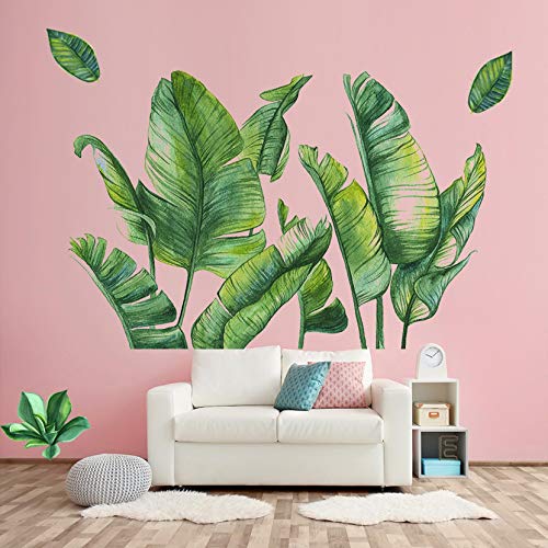 Molancia Palm Tree Wall Decals, Green Potted Wall Art Mural Decor,Monstera Palms Tree Leaf Wallpaper,Removable Tropical Plants Tree Leaves Wall Stickers For Kids Room Living Room Tv Background Bedroom #TOP5