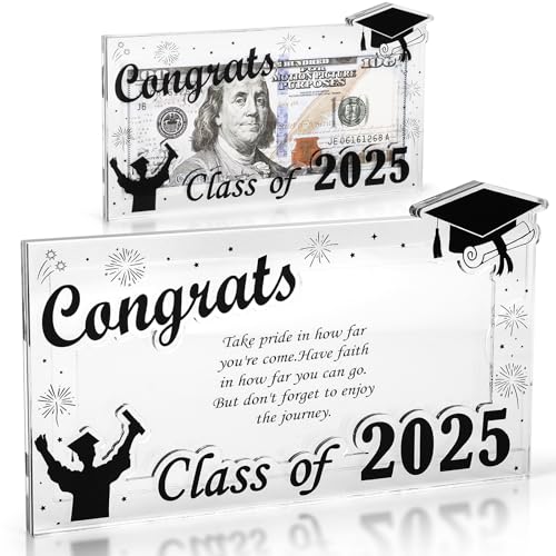Image of 2025 Graduation Money Holder,Acrylic Graduation Gifts Money Cards Envelope Wallet Gifts for Graduates, High School,Graduation Party Favor Supplies