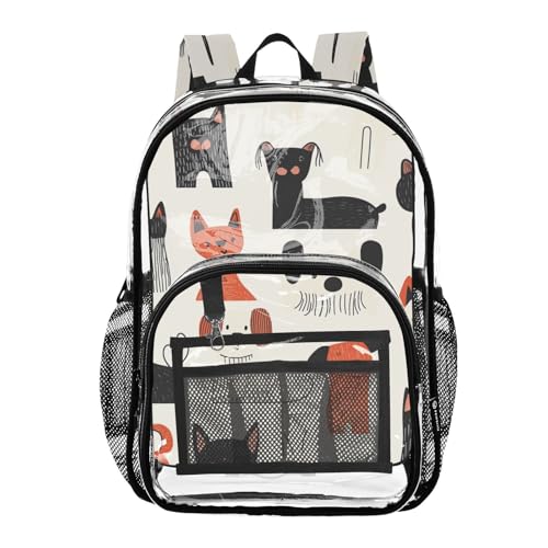 Cartoon Minimalist Dogs Lovely School Backpack Clear Clear Bookbags For Girls See Through Transparent PVC Bags