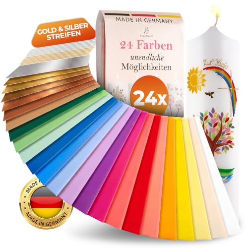 Brandalo® 24 Wachsplatten für Kerzen + 12 Wachsstreifen...