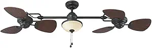 Harbor Breeze Twin Breeze Ii 74-in Oil-rubbed Bronze Outdoor Downrod Ceiling Fan