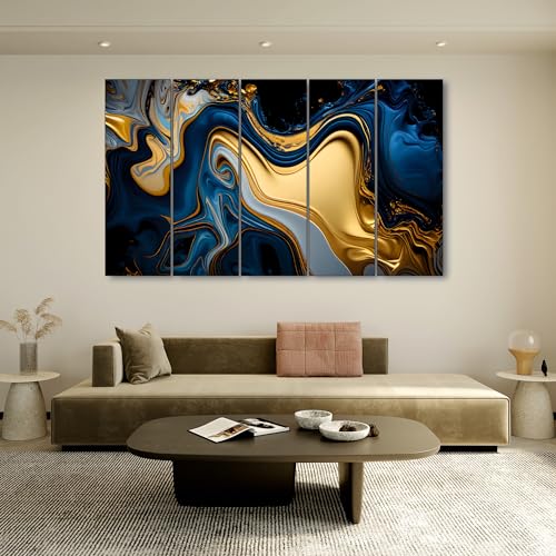 Image of The Castle Decor Marble Abstract Painting With Frame 5 Big Size (36x60) wall Art for Living Room,bedroom,drawing Room,hotels-wooden Framed-digital Painting