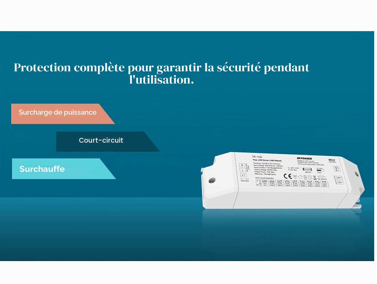 Transformateur d'alimentation à intensité variable 24 V 75 W avec variateur triac variateur sur 220 V + bouton normalement ouvert (Push Dimmer), pour bande LED 24 V