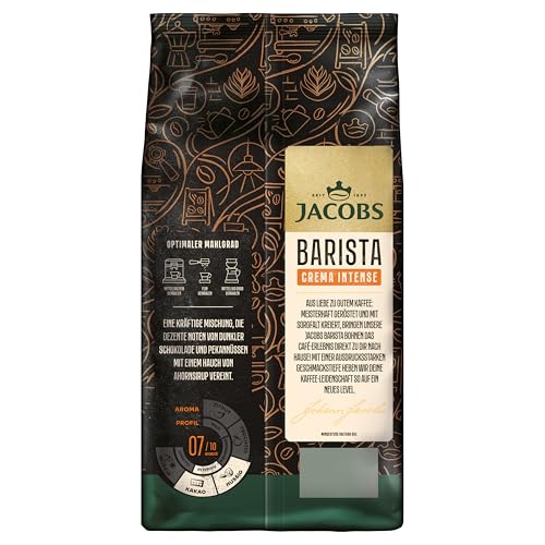 Jacobs Kaffeebohnen Barista Crema Intense, intensiv mit dunkler Schokolade & Pekannuss, geröstet in...