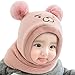 Vobozeany Baby schlupfmütze Warm Niedlich Bär Wintermütze Schalmütze Strickmütze mit Bommel Fleecefutter Beanie Mütze