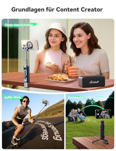 JOYROOM MagSafe Selfie Stick 4 in 1 Reise Gadgets 360° Drehbar Ausziehbares Handyhalterung Flugzeug mit Stativ & Fernbedienung Handy Ständer für iPhone 17 16 15 Samsung Android Smartphones 5