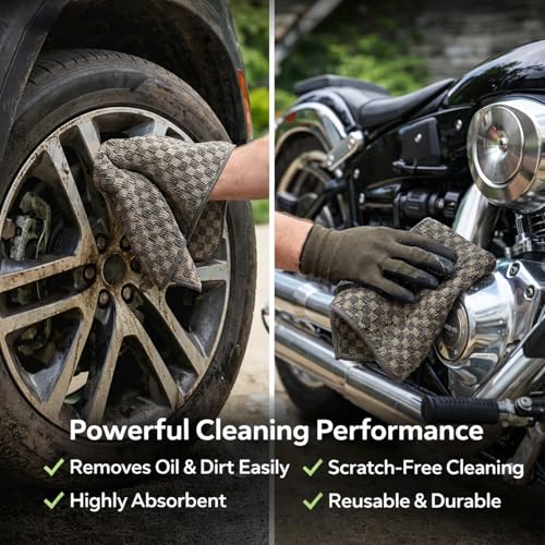 Image of Cutting EDGE 320 GSM - Set of 2 - Microfiber Cleaning Cloth, 2-in-1 Dual Texture, Super Absorbent, Lint Free & Streak Free for Car & Bike, Glass, Dashboard & Interior (40 x 48 cm, Brown)