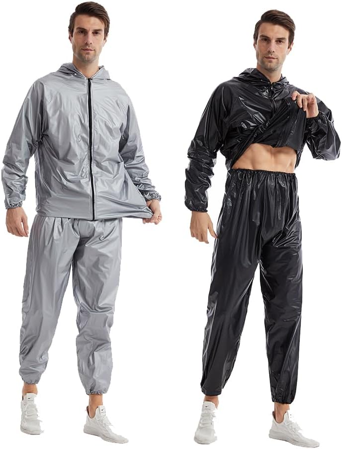 DawnBreak Sauna Sweat Suits for Women/Men Zipper Closure Hoodie Weight Loss Fitness Exercise Gym Workout Suits