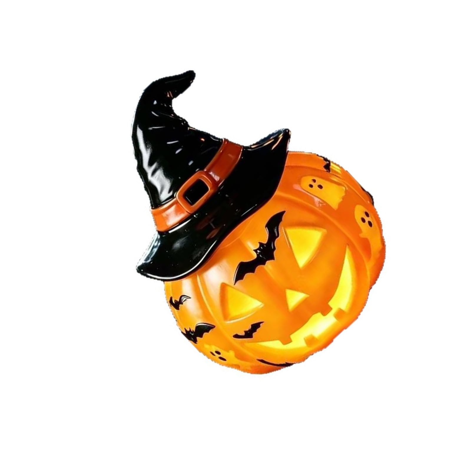 Drtlpmb Multicolor Halloween Resin Accent Lamp With Pumpkin Glow, Tabletop Decor Light For Entryway Styling, Mantel Display, Party Tables Pumpkin Decor Lamp Glowing Accent Light Witch Hat Tabletop Halloween Resin Mantel