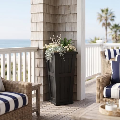Mayne Seabrook 32in Self-Watering Tall Square Planter, Black by Mayne - Used condition - Image 3