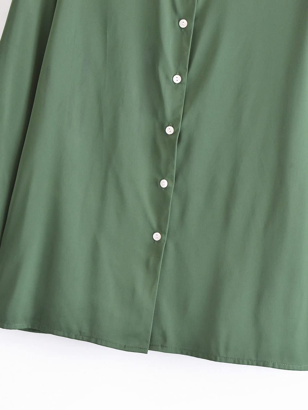 Lockeres Damenhemd,Damen Satin Bluse Shirt Dunkelgrün Langarm Vintage Mode Seidenhemden Business Hemd Mit Knopf Sexy Party Tops Lässige Arbeit Bürobluse Für Mädchen Damen