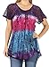 Produktbild Sakkas 14783 - Dina Relaxed Fit Sequin Tie Dye Stickerei Cap Ärmel Bluse/Top - Lila - OSP