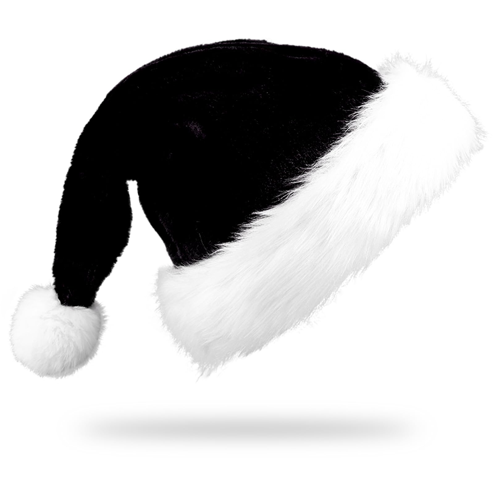 FUSHENMU Christmas Santa Hat,Black Velvet Xmas Holiday Hat for Adults Unisex Christmas New Year Festive Party Supplies