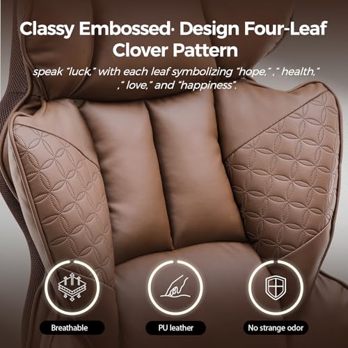 COMHOMA Big and Tall Office Chair 400LBS Wide Ergonomic Gaming Chair with Deluxe Embossing Designed Leather with Foot Rest,150°Reclining Adjustable Armrests Pocket Spring Back Support and Pillow