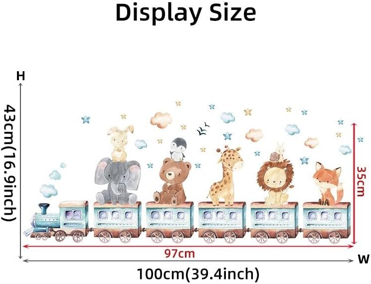 Miniatura 2 de Calcomanías de pared de dibujos animados de tren de animales de bebé calcomanía de vinilo para decoración de habitación de niños y niñas decoración