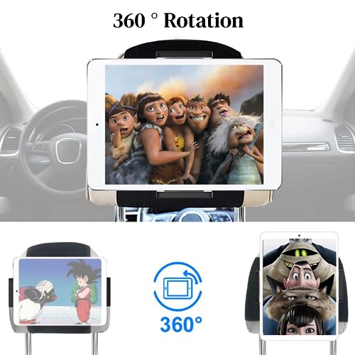 Image of Car Tablet Holder for Backseat, 7-10.5 Inch, Adjustable Silicone Strap, Hoop & Loop Closure, Anti-Slip, Portable, Easy Install, Universal Mount for Kids Travel Entertainment