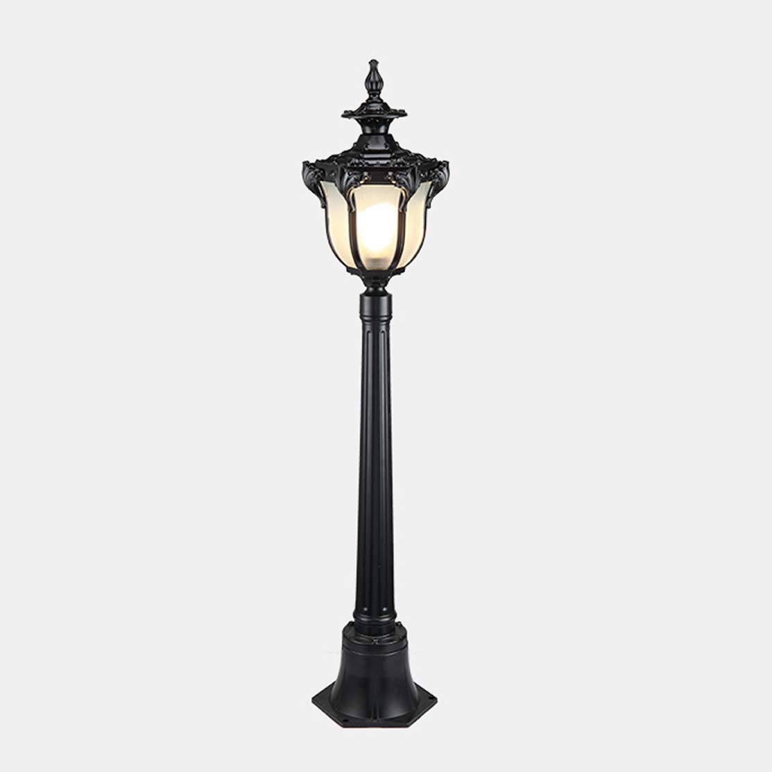 Retro Vintage Outdoor Courtyard Garden Lawn Light European Antique Glass Lantern Rainproof Antirrus Patio Kolumna Lampa Wodoodporna Lampa Podłogowa Lampa Uliczna E27 Hig,Black-170cm