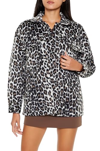 Forever 21 Women's Faux Suede Leopard Print Shacket