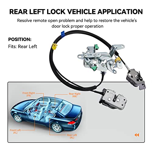 Image of SYERAL Door Lock Latch & Cable Driver Side Rear Left 6C3Z-28264A01-A Compatible with 1999-2007 F-250 F-350 Super Duty Upper and Lower Latches Assembly