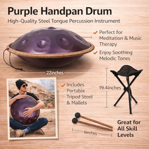 Handpan Drum D Minor para yoga y meditación 440Hz 10 notas azul miniatura 7