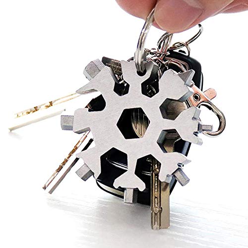 18-in-1 Snowflake Multi-Tool, Stainless Steel Snowflake Wrench, Portable Snowflake Tool Card Bottle Opener Snowflake Screwdriver for Christmas Gift，Silver