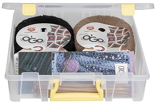 Image of ArtBin Super Satchel 1-Compartment Craft Storage Box, Yellow Latches | One Open Compartment, 15.2 x 8 x 6.2 Inches, Secure Latches, Stackable, Clear Durable Polypropylene