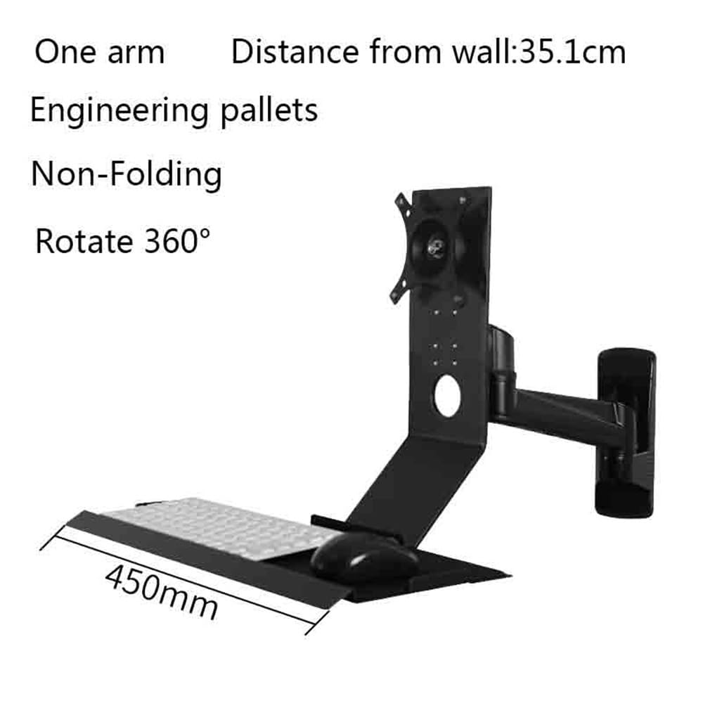 Supporto per Monitor da Ufficio A Braccio Singolo Nero con Vassoio Integrato, Non Pieghevole, Accessori da Scrivania