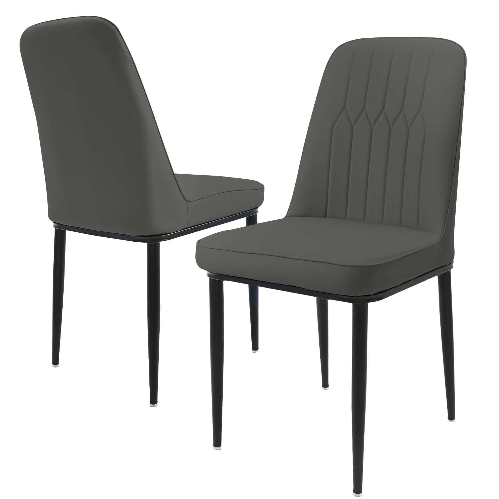 Dining Chairs Set of 2 - Grey Upholstered High Back Kitchen chair with Non-Slip Metal Legs, Easy to Clean Home Chairs for Dining Room Living Room Bedroom Kitchen Lounge