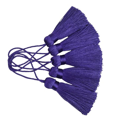 Image of 20Pcs 4.3 Inch Mini Craft Tassels for Earrings, DIY Crafts(Deep Purple) | Handmade soft terylene, 2-inch cord loop, small Chinese knot-for earrings, bookmarks, tags, souvenirs and DIY crafts.