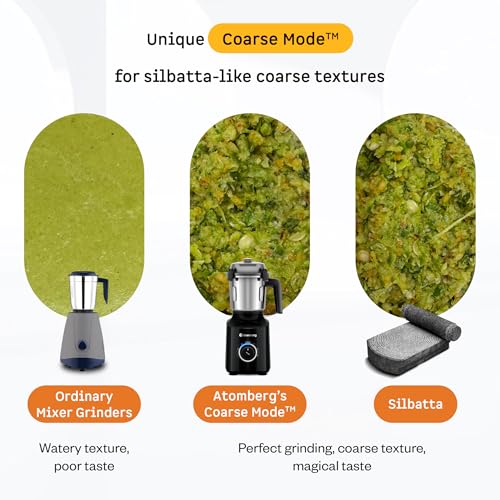 Image of Atomberg Zenova Fresh Juicer Mixer Grinder For Kitchen | Intelligent BLDC Motor | Grind Like 1000 Watt | Coarse Mode for Silbatta Texture | 4 Jar With Chopper | Coconut Milk Maker | Hands-Free | Black
