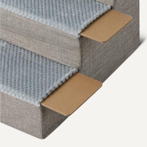 Amazon Basics Hundetreppe, Höhe 35,1cm, 3-Stufige Hundetreppe für Schlafcouch und Sofa, Haustiertreppe mit Rutschfester Unterseite für Haushunde und Hauskatzen, Grau